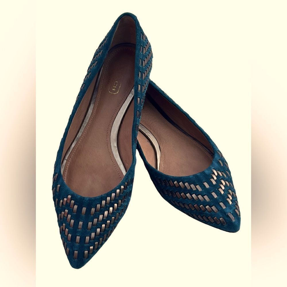 Coach Pointed Toe Woven Suede/Leather Ballet Flats Excellent Condition Size 6.5 - Picture 2 of 9